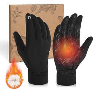 RIGWARL Upgraded Plush Gloves for Cold Weather, Women Men Winter Gloves for Late Fall and Early Winter, Warm Running Gifts (XX-Large, 112 Colder-(75% Warm)-black)