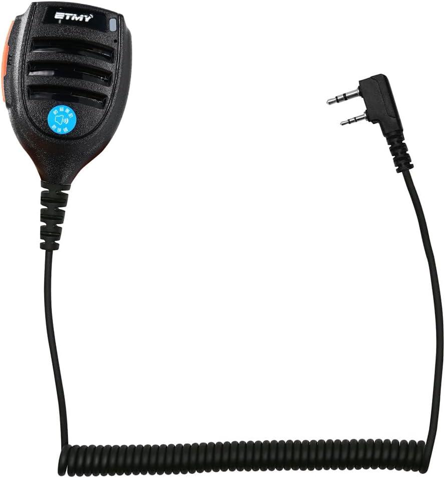 ETMY ET-MH30 Ultra-Light Speaker Mic Compatible with RT68,RT22,H-777,PX-888S, UV-5R Series Radios, Walkie Talkie Microphone with Adjustable Cable - for Two-Way Radio Models (K-Type 2-Pin Connector)