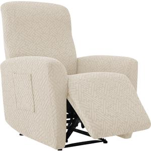FUANGUI Recliner Chair Covers 4-Pieces Small Recliner Cover for Recliner Chair, Non Slip Covers Washable Lazy Boy Recliner Slipcovers/Furniture Protector for Kids, Dog, Living Room, 04