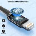 2 x Car Apple Carplay Cable, [Apple MFi Certified] USB A to Lightning Cable for iPhone 14,14 pro max,13,Plus,SE 2nd/12/11/Xs/XR,Car Charging Cable (Black, 3 FT)