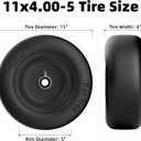 RONPOW 11x4.00-5 Lawn Mower Tires Flat Free and Wheel, 11x4-5 Solid Front Tires for Zero Turn Mower, 350Lbs Load, 3/4", 5/8" and 1/2" Bearings, 3.4"-5.8" Hub for Residential Commercial, 2Pack Black