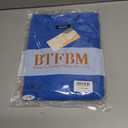 BTFBM Womens Short Sleeve Tops 2025 Summer Casual Crew Neck Oversized Sweater Solid Color Ribbed Knit T Shirts (Blue, L)