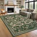 Snake 8x10 Area Rugs for Living Room Washable Non Slip Forest Soft Low-Pile Stain Resistant Thin Large Throw Carpet for Bedroom Dining Room Office Green