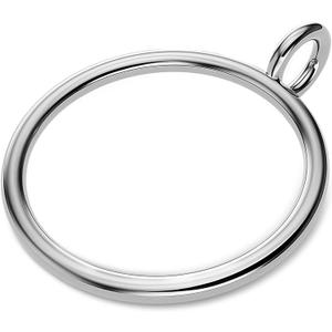 50PCS Heavy Duty Curtain Rings with Eyelet - Smooth Glide Drapery Hooks for Pleated Curtains - Fits Up to 1.5'' Rods, Rust-Resistant Metal - Suitable for Living Room, Bedroom, Shower Room - Silver