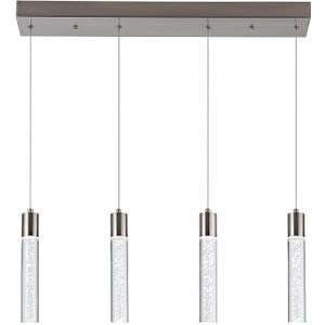 4-Light Pendant Light Fixtures for Kitchen Island, Updated Preminum LED Pendant Lighting with Crystal Bubble, 32W Modern Hanging Ceiling Light, 6000K Light for Dining Room,for Kitchen (4C-Light, Nickel)