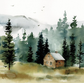 Art Framed Canvas Wall Art 14x18 Inch Cabin in the Woods, Framed Wall Art Canvas, Landscapes Artwork, Traditional Decor, Large Poster Painting for Living Room, Bedroom, Bathroom, Kitchen, Office or Business