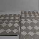 Sage Beige Moroccan Trellis Checkered Kitchen Rug Sets [2 PCs], Anti-Fatigue, Waterproof Non-Slip Kitchen Mats Heavy Duty Ergonomic Comfort Foam Rug for Floor, Home, Laundry,17"x29"+17"x47"