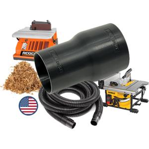 Hose Adapter for 2-1/2" Dust Collection Ports - Made in USA - Connects to Table Saw, Bandsaws, Spindle Sanders, Miter Saws, and other equipment (1-7/8" Hose)