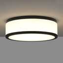 LED Flush Mount Ceiling Light, 15 inch, 24W Dimmable 3000K 4000K 5000K Matte Black Modern Round Ceiling Light Fixture for Kitchen, Hallway, Bathroom, Stairwell, LMS-054