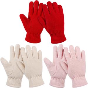 3 x ONESING 3 Pairs Kids Fleece Winter Gloves - Toddler Warm Gloves for Boys & Girls - Full Fingers, Cold Weather