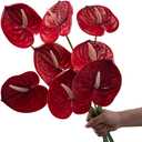 Corkwaw 8 Pcs 23-5/8 inch Artificial Anthurium Flowers Real Touch Fake Flower for Table Centerpieces Arrangement and Bridal Wedding Festival Decor Flower Arrangement (Red)