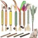 Bissap 16 PCS Silvervine Chew Sticks for Cats, Catnip Chew Sticks Cat Toys for Indoor Cat Kitten Teeth Grinding Interactive Feather Toys for Aggressive Chewers Dental Care