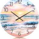24in Glass Wall Clocks for Living Room Decor, Decorative Wall Clocks Battery Operated, Silent Kitchen Clocks, wall Clock for Bedroom, Bathroom