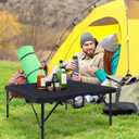 Byliable 34" Square Folding Card Table, Fold-in-Half Utility Dining Portable Table Heavy Duty HDPE Plastic Foldable with Carrying Handle Indoor Outdoor for Picnic, Camping, Party, Black
