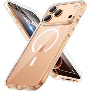 Miracase Magnetic for iPhone 17 Pro Case 6.3" with Screen Protector, [Compatible with MagSafe] Military-Grade Protection, Anti-Fingerprint, Slim Thin Phone Case for 17 Pro Cover, Clear