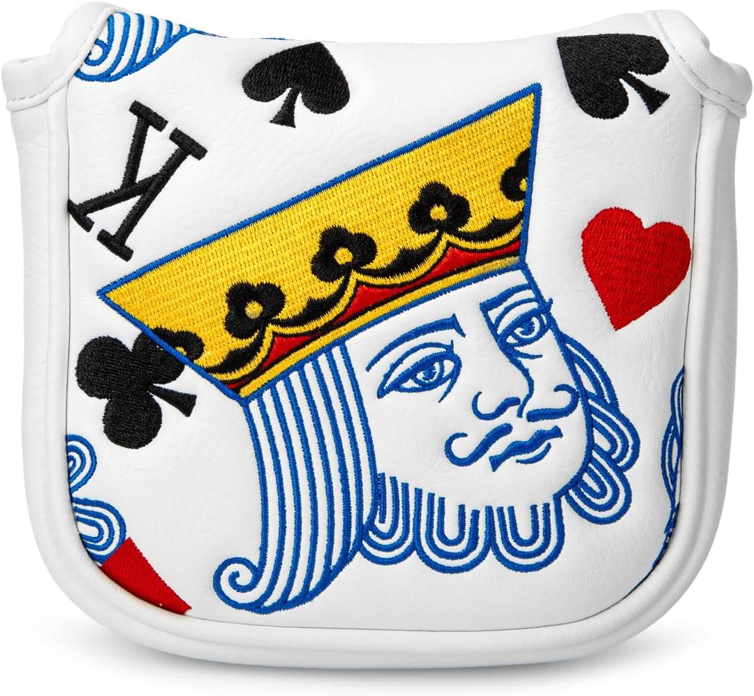 Golf Head Covers,Poker Diamond King Putter Cover Driver Headcovers Fariway Wood Head Cover Hybrid Covers Leahter Golf Club Covers for Most Brand