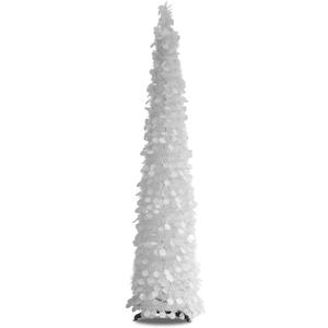White Christmas Tree, 5ft Collapsible Pop Up Tinsel Christmas Tree for Holiday Party Xmas Decor, Home Office Farmhouse Fireplace Decoration