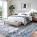 6x9 Area Rugs for Living Room Large Washable Carpets for Bedroom Blue Brown