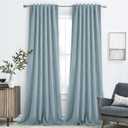 Dusty Blue 9 FT Long Linen Blackout Curtains with Back Tab and Rod Pocket Thermal Insulated Privacy Drapes for Bedroom 2 Panels 108 Inches Long Ceiling to Floor Length Curtains for Living Room