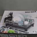 MOUKABAL Dish Drying Rack, Dish Rack, Stainless Steel Dish Racks for Kitchen Counter, Dish Drainer with Removable Utensil Holder, Drainboard (Black,13''W x 17''L)