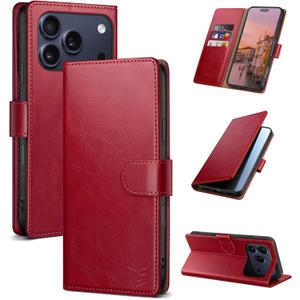 SUANPOT Compatible with iPhone 17 Pro 6.3" Wallet case with RFID Blocking Credit Card Holder,Flip Book PU Leather Protective Cover Men Women for Apple 17 Pro Phone case Red Color