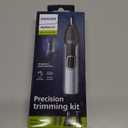 Norelco Philips Nose Trimmer 5000 for Nose, Ears, Eyebrows Trimming Kit, NT5600/62, 7.9 Inch (Pack of 1), Black, Silver