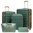 Coolife Suitcase Set 3 Piece Luggage Set Carry On Hardside Luggage with TSA Lock Spinner Wheels (Dark Green, 4 piece set)