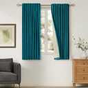100% Full Blackout Teal Green Velvet Curtains 63 inch Long for Living Room,Set of 2 Panels Liner Rod Pocket Back Tab Thermal Window Curtains Room Darkening Heavy Decorative Drapes for Bedroom (52"W x 63"L (Pack of 2))