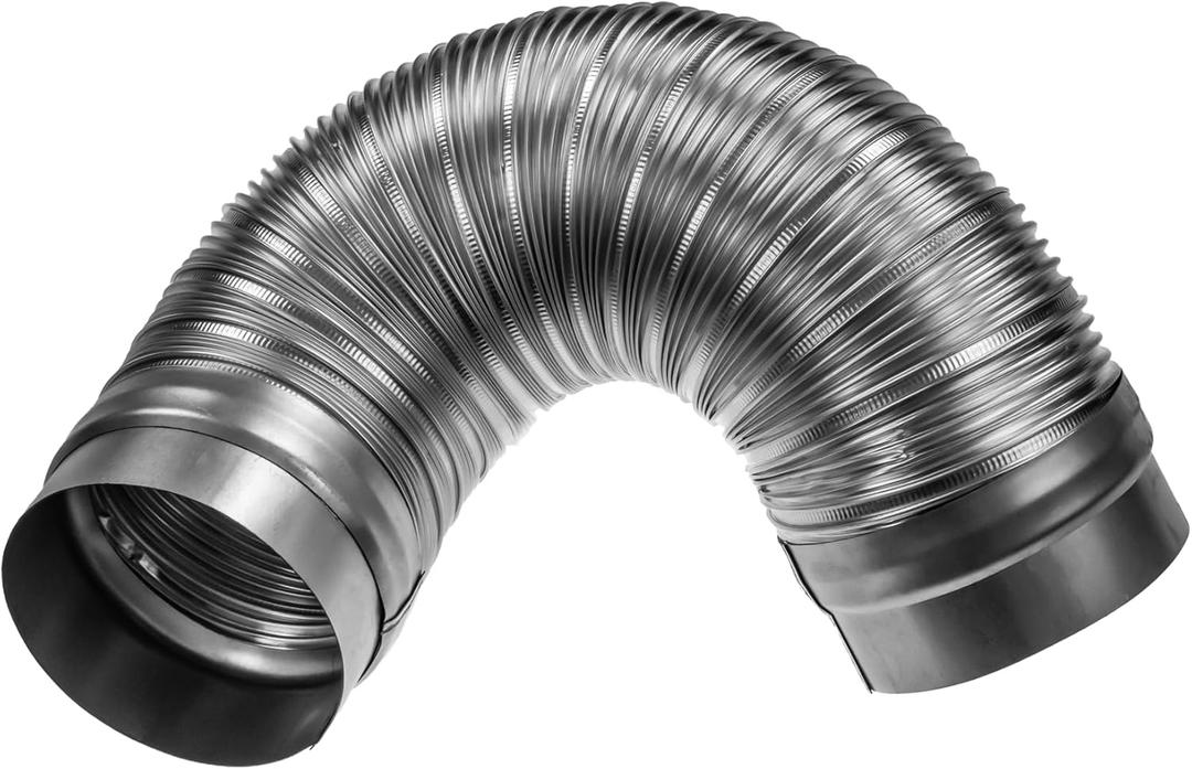 5" Inch Flexible Duct - 1.48 to 3.28 ft Length - Corrugated Aluminum Ducting Connector - Galvanized Steel End Sleeves - Washer and Dryer Exhaust Duct - Dust Collection Hose - Dryer Duct