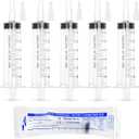 60ml Syringe for Liquid,5 Pack Large Plastic Syringes with Adapters and Cap,Individually Sealed Syringe for Feeding,Irrigation Water and Scientific Labs