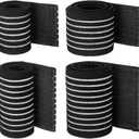 Geiserailie Ice Pack Strap Stretchable, 4 Size Elastic Reusable Ice Belt Extender, Adjustable Hook and Loop Extension Straps Add Length to Most Hot Cold Therapy(4 Pcs,Black)