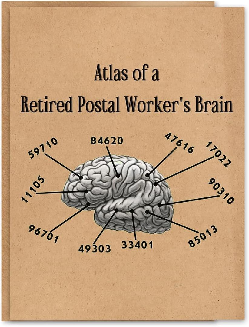 2 x Funny Retirement Card for Postal Worker, Retirement Gift for Postal Worker, Retired Mail Carrier Card, Blank Inside, with Kraft Envelope and Gold Seal Sticker