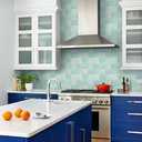 Commomy 10 Pcs Matte 3D Peel and Stick Tile 11.8"x11.8" Ultralight PVC Square Peel and Stick Backsplash for Kitchen Stick on Tile for Bathroom,Living Room,Bedroom (Light Teal Green)
