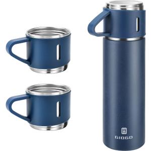 Stainless Steel Thermo 500ml/16.9oz Vacuum Insulated Bottle with Cup for Coffee Hot drink and Cold drink water flask.(Blue,Set)