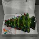 Brightown 13 Inch Ceramic Christmas Tree, Pre-lit Tabletop Christmas Tree with Multicolored LED Lights, Battery Operated Vintage Lighted Ceramic Tree for Home Office Table Holiday Decorations, Green