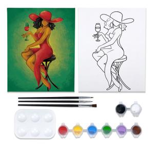 Nuberlic 12x16 Canvas Painting Kit Pre Drawn Canvas for Painting Birthday Gift Elegant Lady Theme Painting Kit DIY Adult Sip and Paint Party Favor Mothers Day Gift