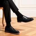 Loafers for Men, Slip-On Casual Business Shoes, Faux Leather Round Toe for Work & Daily Wear D01, 9.5