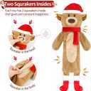 3 Pack Christmas Squeaky Dog Toys, Plush No Stuffing Toy for Dog Puppy, Durable Chew Bite Toys for Small Medium Large Dogs, Interactive Xmas Reindeer, Penguin, Bear for Aggressive Chewers
