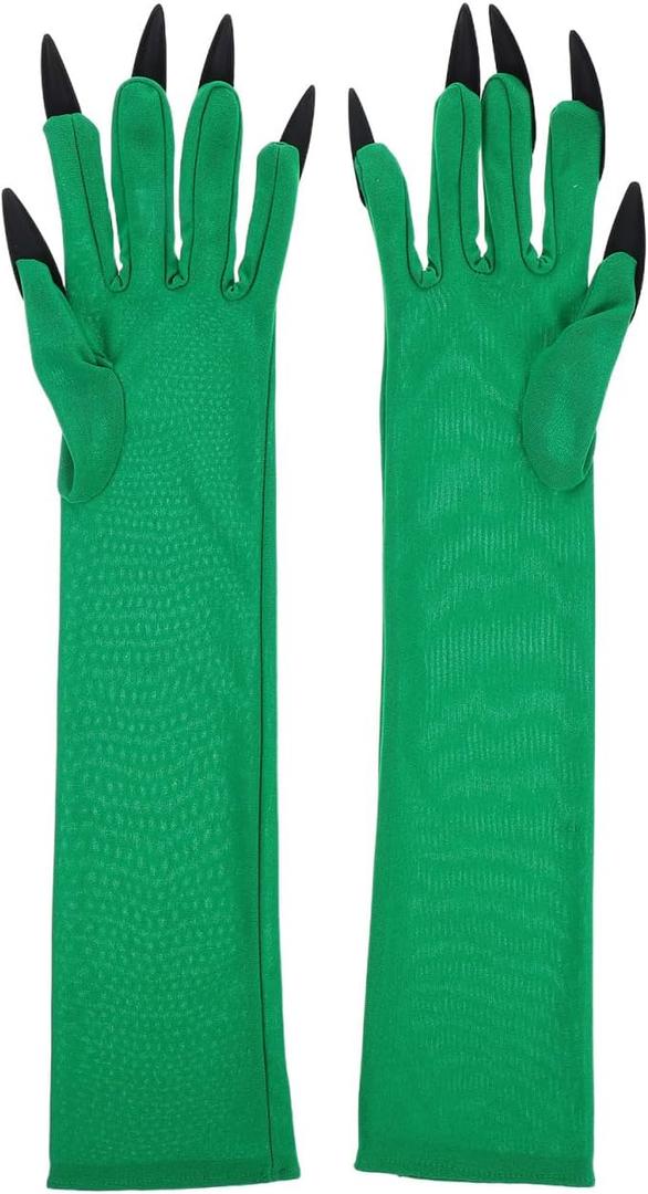 Halloween Claw Gloves with Nails Long Finger Scary Paw Gloves for Women Cosplay Costume Accessories