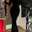 Women Morticia Halloween Dress Long Sleeve Off Shoulder Maxi Dress (Black, L)