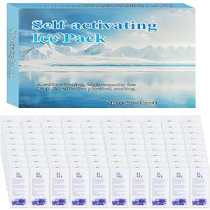 Self-Absorbing Ice Pack,Ice Pack Sheets for Coolers,Disposable Ice Cold Pack,Instant Cooling,Ice Mat Cube Sheets for Pain Relief and Cold Compresses (100 Pcs)