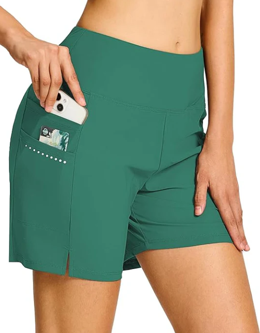 BVVU Women's 5" High Waisted Swim Board Shorts with Pockets Liner Tummy Control UPF50+ Quick Dry Beach Swimsuit Bottoms XL