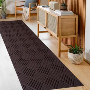 2' x 6' Non Slip Runner Rug for Hallway Indoor Outdoor, TPR Backed Carpet Runner for Entryway, Laundry, Kitchen, Garage, Custom Size Washable Floor Mat for High Traffic Areas