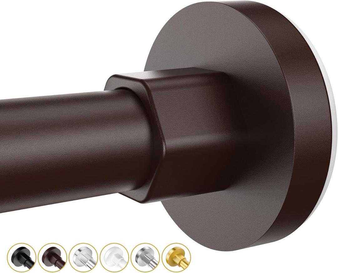 Shower Curtain Rods 32 to 61 Inch, Shower Tension Rod No Drilling Adjustable Shower Rods for Bathroom Non-Slip Stainless Steel Telescoping Shower Bar for Curtain, No Rust, Bronze