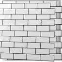 Art3d 10-Sheet Peel and Stick Backsplash Tile for Kitchen - 1212 Stick on Wall Tile for Kitchen Bathroom Countertop Living Room, Warm White with Black Grout