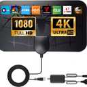 2025 TV Antenna Digital Indoor Outdoor- Supports 8K 4K 1080P, 1500+ Miles Long Range HDTV Antenna, for Smart TV, Amplified HDTV for Free Channel-18FT Coax Cable