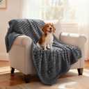 Luciphia Waterproof Dog Blanket for Medium Large Dogs Ultra-Soft Calming Cut Pile Flannel Throw Durable & Warm Furniture Protection for Couch Car Pet Blanket Machine Washable Stone Gray,M(57''x40'')