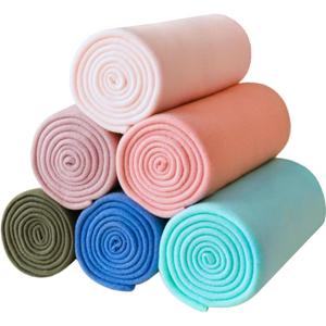 Fleece Throw Blankets Lightweight Warm Soft Cozy Pet-Friendly Bulk Fleece Throw Blanket Solid for Home Bed, Sofa, Office, Gifts, Outdoor (Assorted 2, Pack of 6-50 x 60 inch)