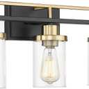 Emliviar 3-Light Bathroom Vanity Light Fixtures - Black and Gold Finish with Clear Glass, YCE238B-3W BK+BG