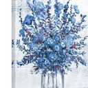 Nachic Wall Navy Blue Flower Picture Wall Decor Abstract Bouquet in Vase Painting Canvas Prints Modern Bathroom Bedroom Kitchen Dining Room Decor Ready to Hang 16X24 Inch